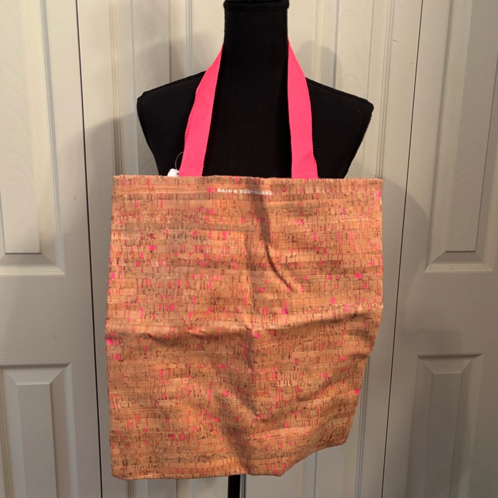 NWOT Cork Tote Bag with Pink Handles